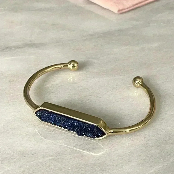 Blue Drusy Gold Cuff Bracelet - Picture 3 of 8